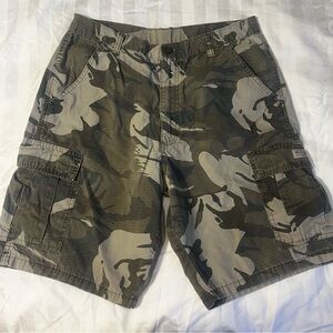 Wrangler Camo Cargo Shorts Mens 32 Cotton Pockets Workwear Streetwear *READ*